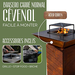 GRILL CHIC Brasero Redondo Acero Corten Marrón