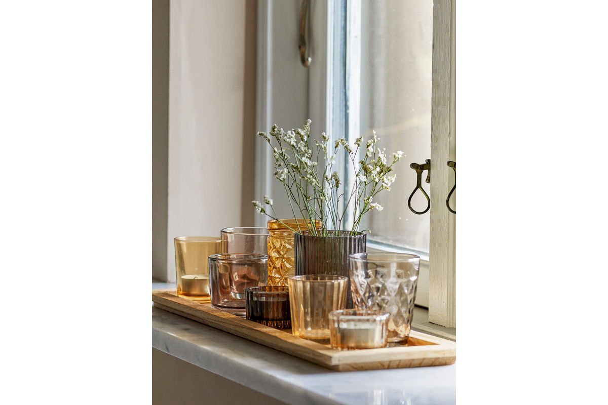 Luxusbetten24 Brown Signature Teelichthalter Set 9‑teilig inkl. Tablett