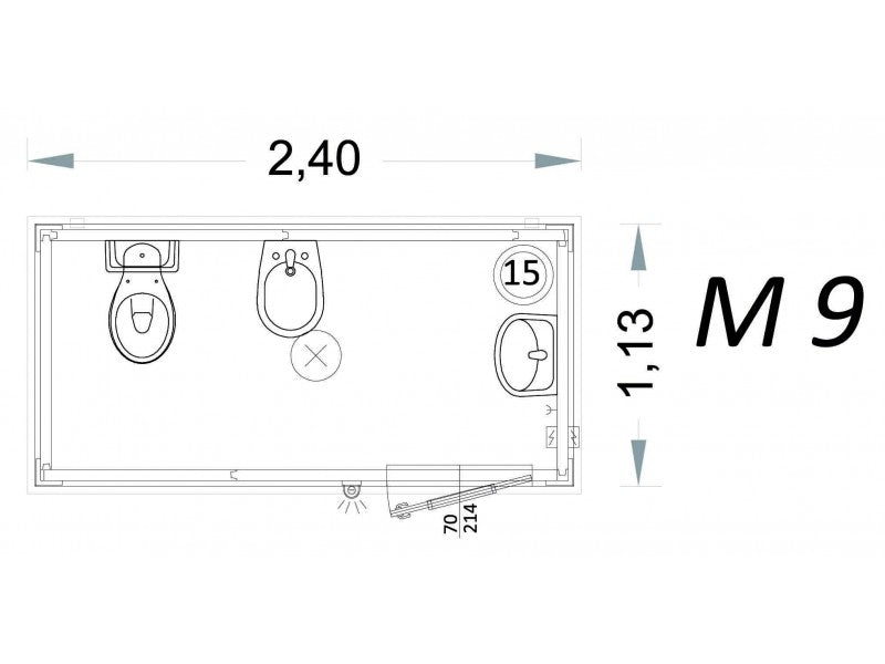 Cabina Prefabbricata Uso Bagno 2 Metri M9 C2