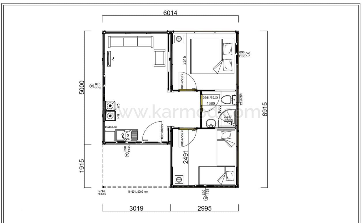 Karmod 42 M² Container Home Hotel Modulare