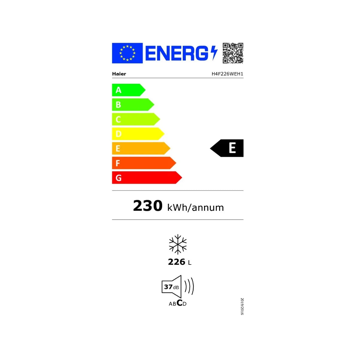 Haier H4F226WEH1 Congelador Armario No Frost 226L 60 cm Blanco