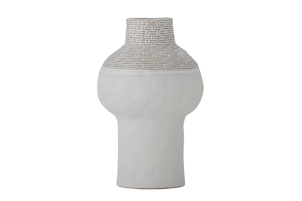 Luxusbetten24 Vase "Mystery Wall" – Weißes Steingut Dekor