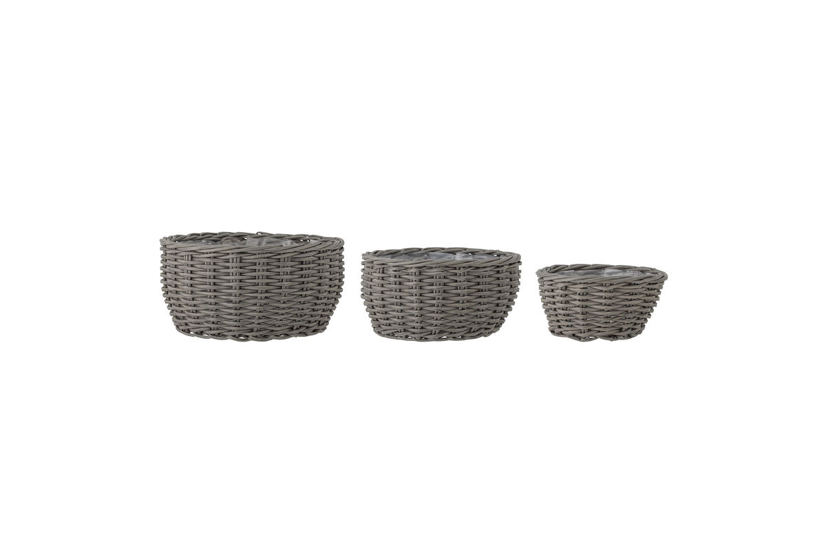 Blumentöpfe Gretel 3er Set aus Kunststoff Grau