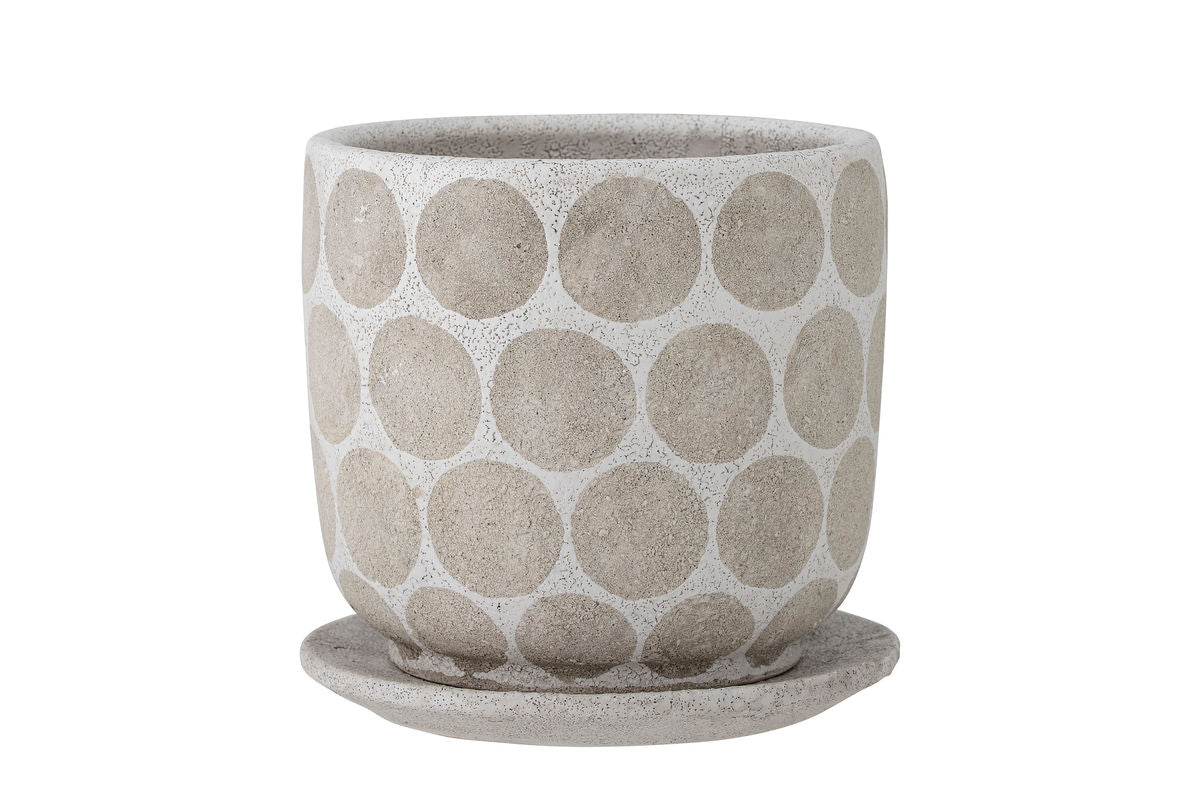 Luxusbetten24 Felice Blumentopf Pünktchenmuster Weiß/Grau Design