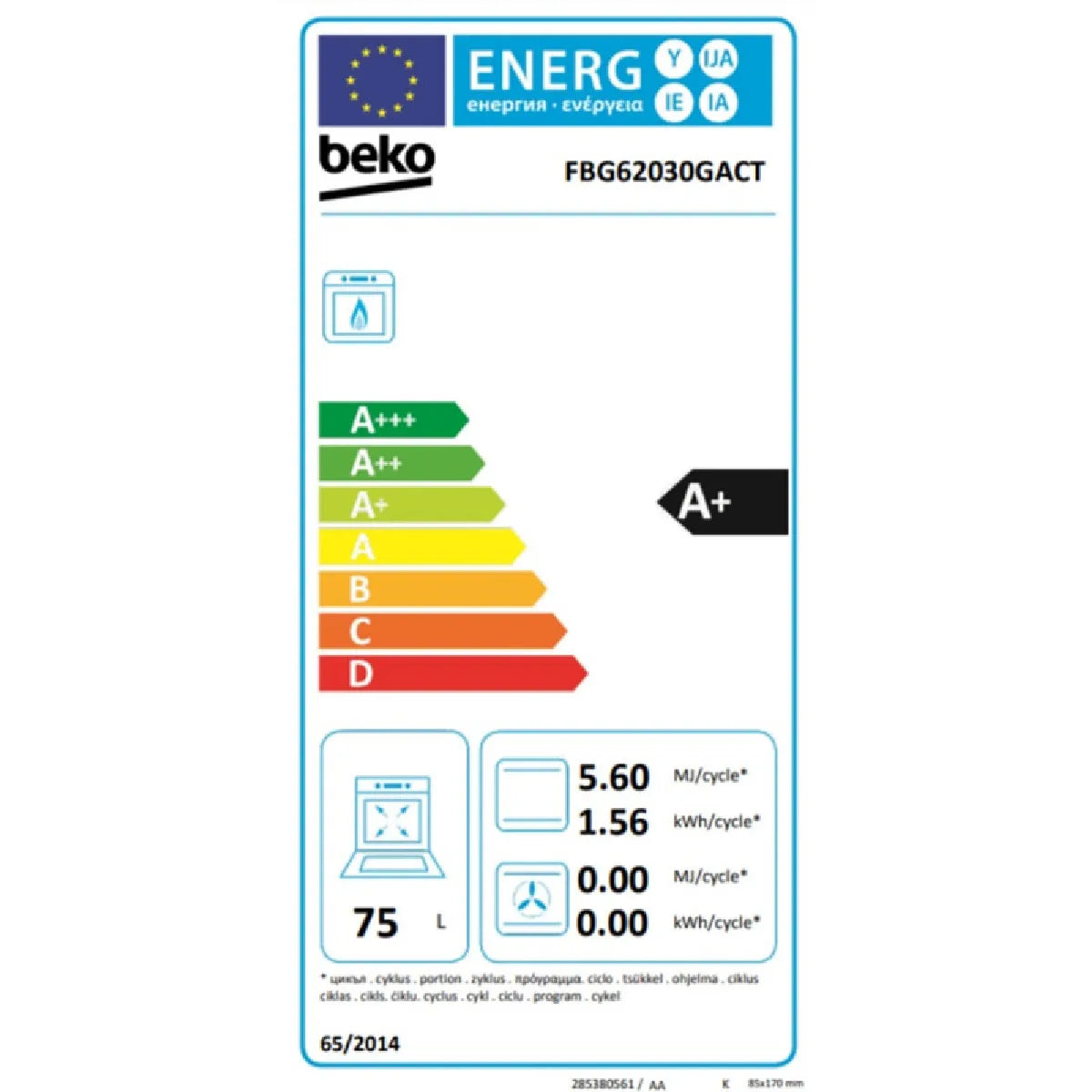 Beko FBG62030GACT Cocina a gas 60×60 horno 75 L Anthracite