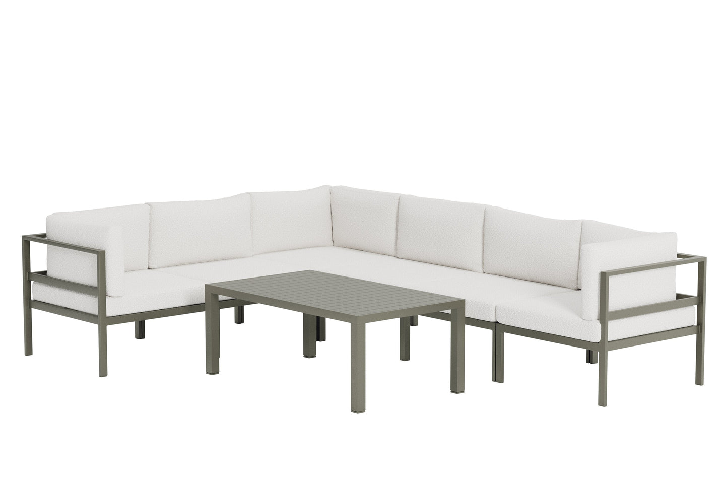 Torena 3+3 Garten Loungeset Großes Ecksofa Weiß mit Tisch