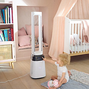 Ventilador Columna GoodHome GHBF10-12HDC Blanco Purificador Integrado Oscilante