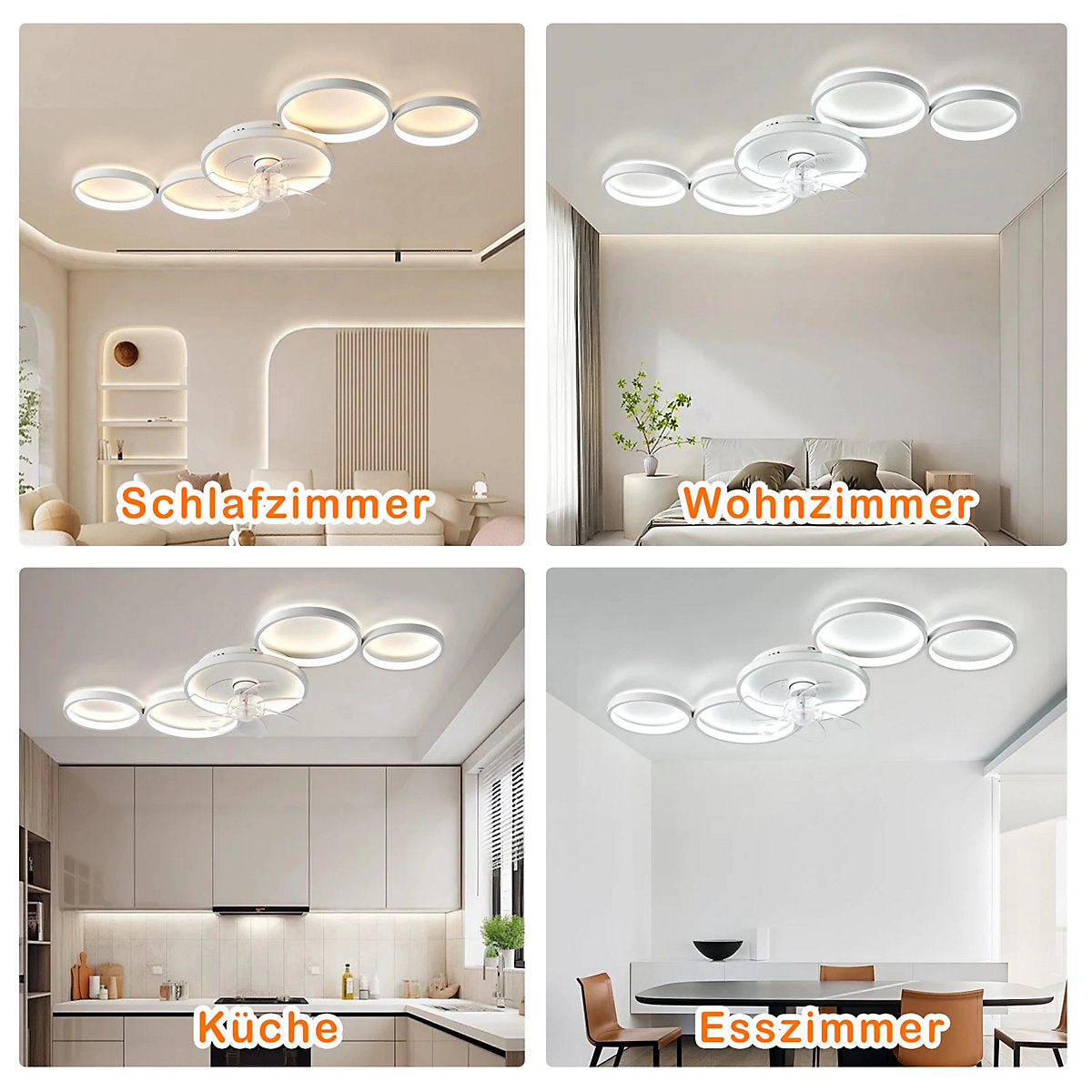 Ventilador Techo 100 cm con Lámpara, Mando, LED Variable, 6 Velocidades