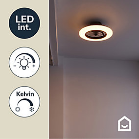 GoodHome Hewish Ventilador de techo con iluminación negro blanco 58 cm