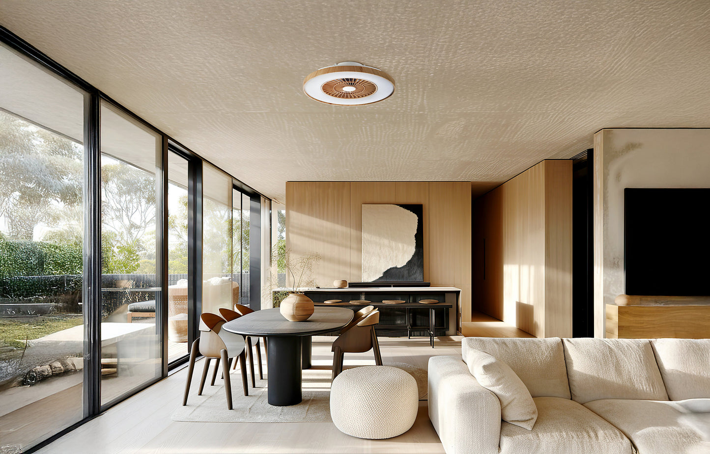 Seynave Marielo Ventilador de Techo LED 60 cm Efecto Madera