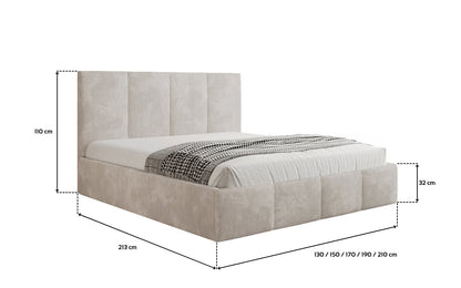 Mina Designer Polsterbett Cord – 140 × 200 cm, wählbare Kopfteilhöhe, Farben