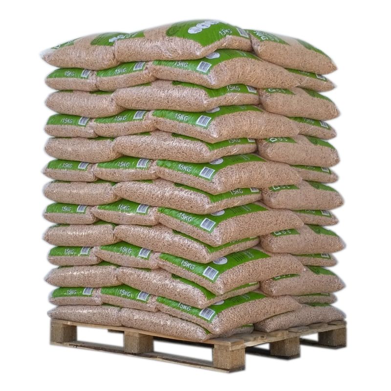 Pellets Madera Blanda Resinosa Palé 65 Sacos 15 kg