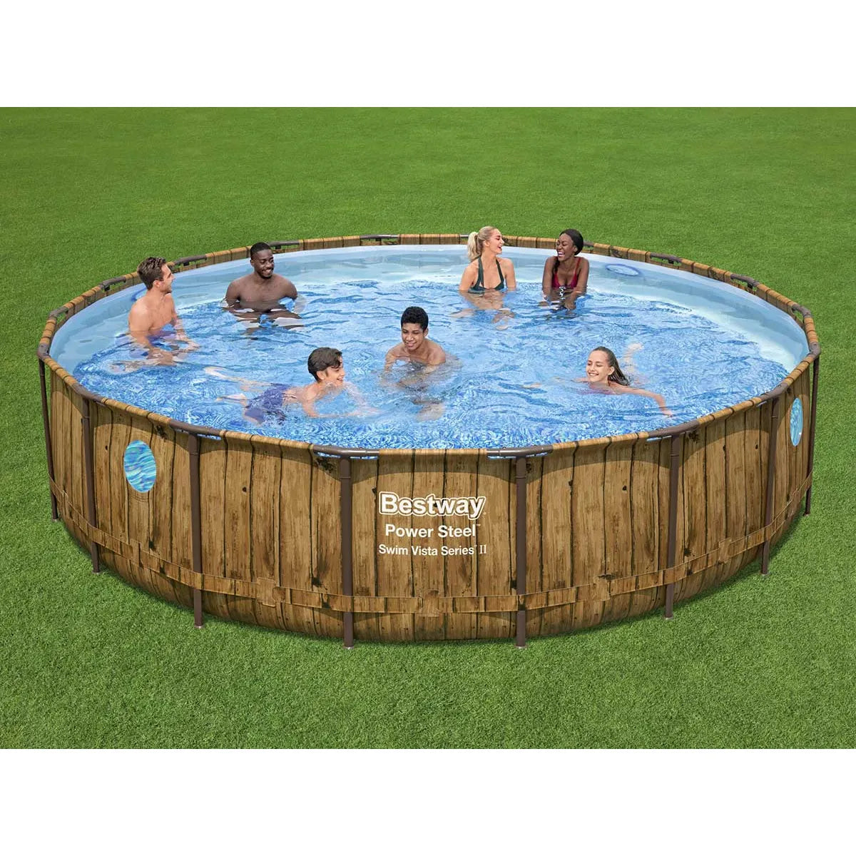 Bestway SwimVista Piscina Tubular Redonda con Ventanas Ø 5,49 x 1,22 m