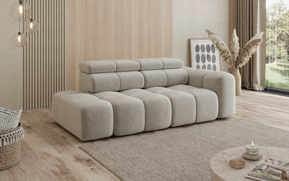 Designer Sofa 3‑Sitzer mit Chaise Longue Mia in Chenille