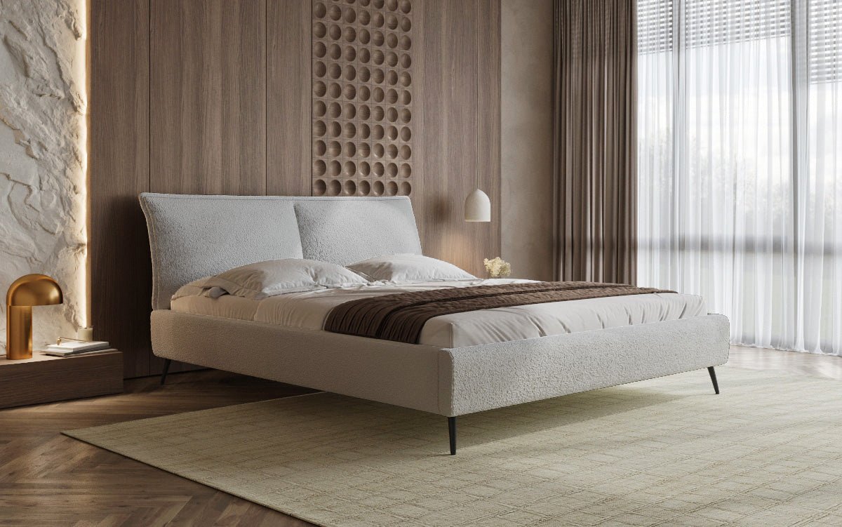 Luxusbetten24 Designer Polsterbett Zoe Bouclé – Stauraum, 140‑200 bis 180‑200