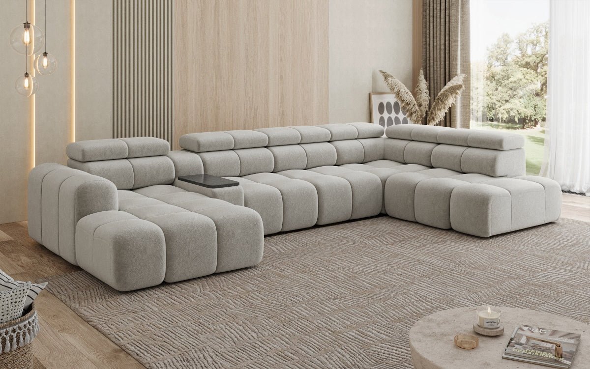 Luxusbetten24 Mia Wohnlandschaft – Elektrische Sitzerweiterung, Chenille, Diverse Farben