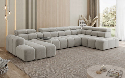 Luxusbetten24 Mia Wohnlandschaft – Elektrische Sitzerweiterung, Chenille, Diverse Farben