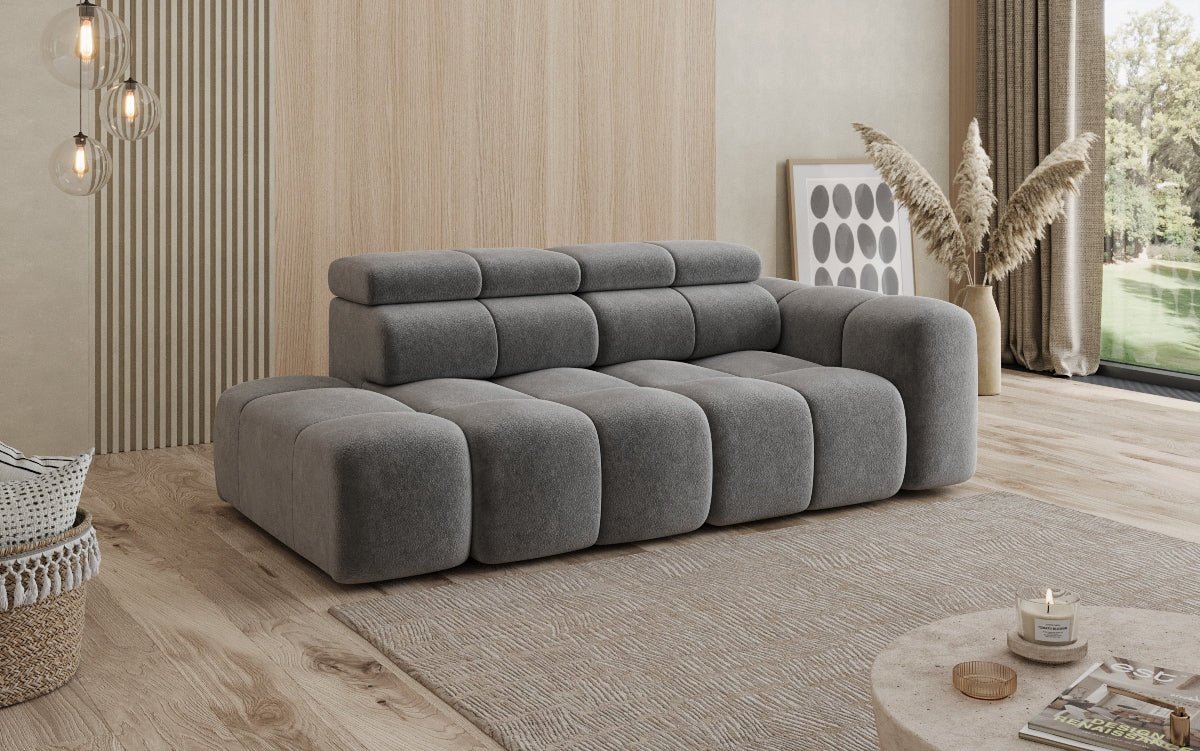 Designer Sofa 3‑Sitzer mit Chaise Longue Mia in Chenille