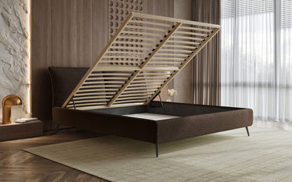 Luxusbetten24 Designer Polsterbett Zoe Bouclé – Stauraum, 140‑200 bis 180‑200
