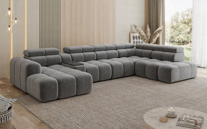 Luxusbetten24 Mia Wohnlandschaft – Elektrische Sitzerweiterung, Chenille, Diverse Farben