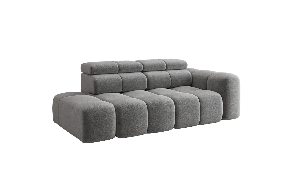Designer Sofa 3‑Sitzer mit Chaise Longue Mia in Chenille