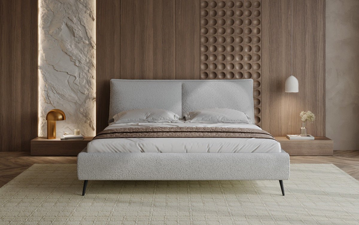Luxusbetten24 Designer Polsterbett Zoe Bouclé – Stauraum, 140‑200 bis 180‑200