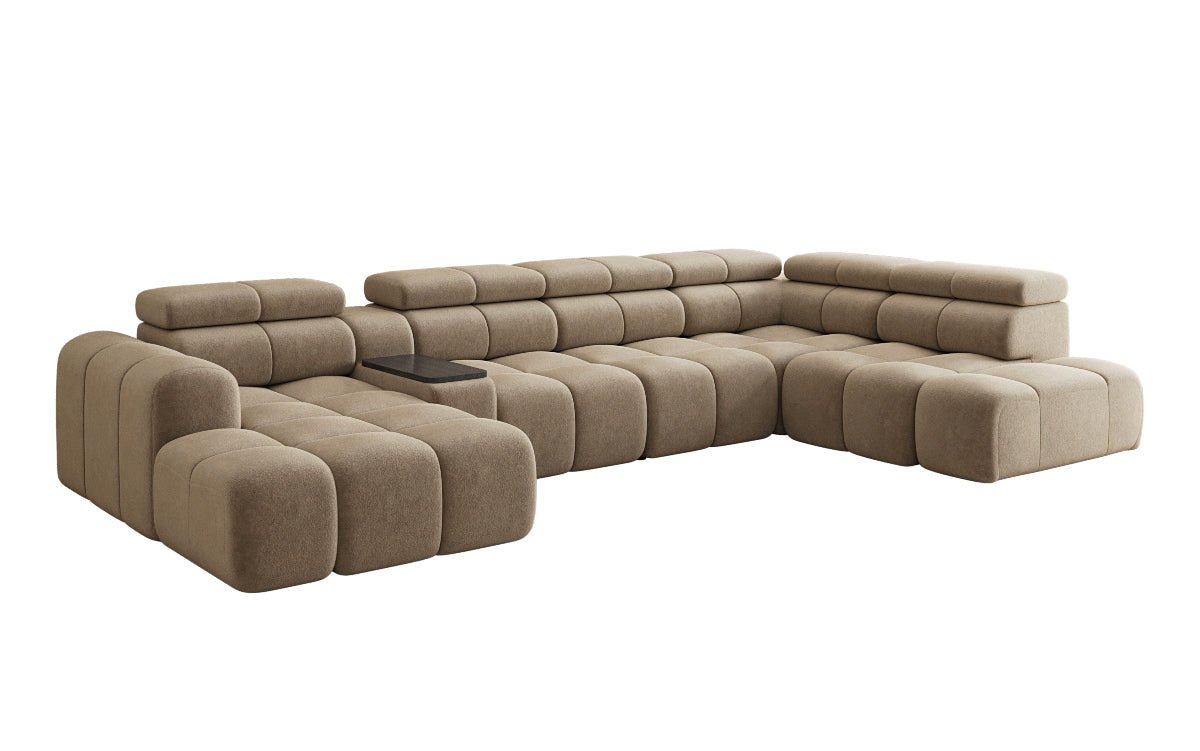 Luxusbetten24 Mia Wohnlandschaft – Elektrische Sitzerweiterung, Chenille, Diverse Farben