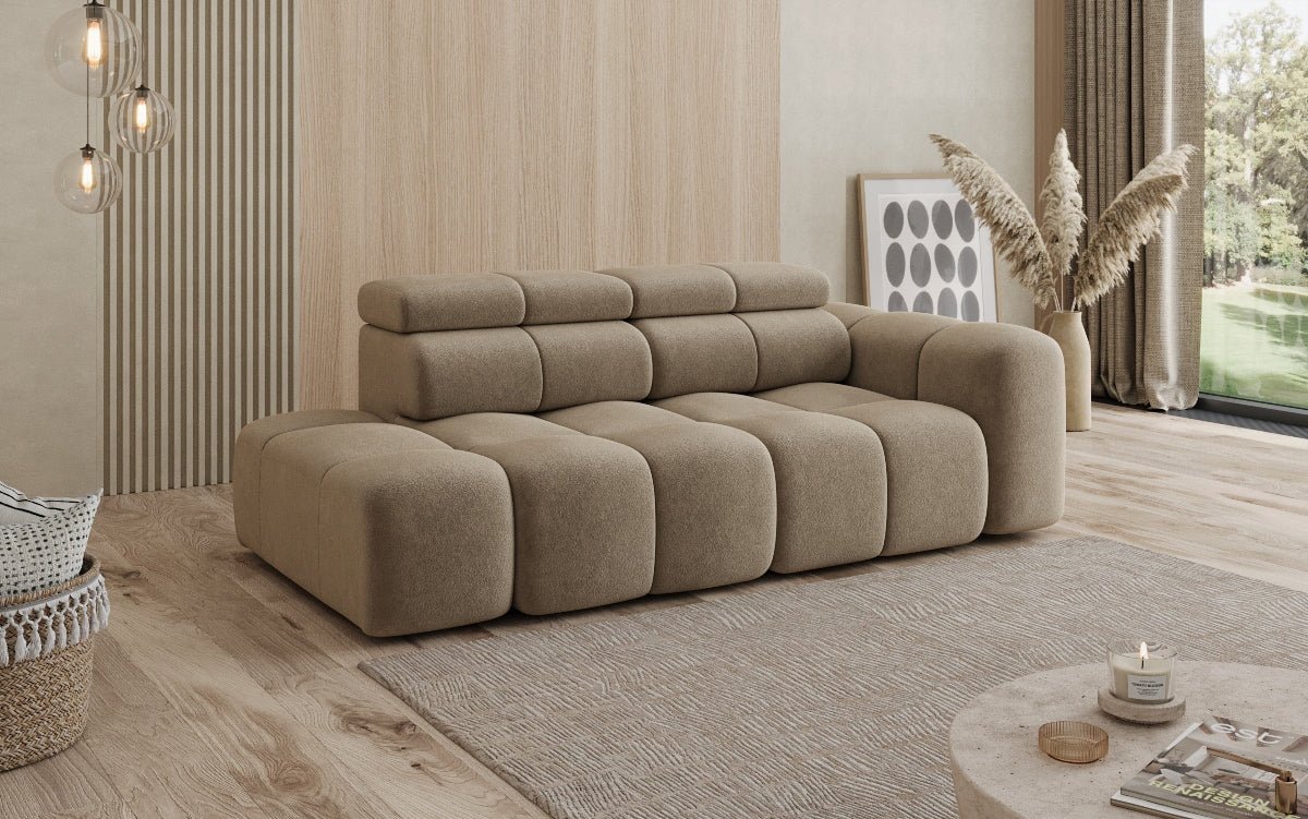 Designer Sofa 3‑Sitzer mit Chaise Longue Mia in Chenille