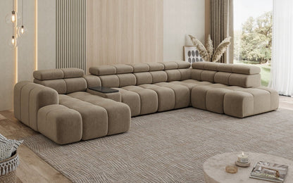 Luxusbetten24 Mia Wohnlandschaft – Elektrische Sitzerweiterung, Chenille, Diverse Farben