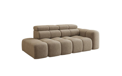 Designer Sofa 3‑Sitzer mit Chaise Longue Mia in Chenille