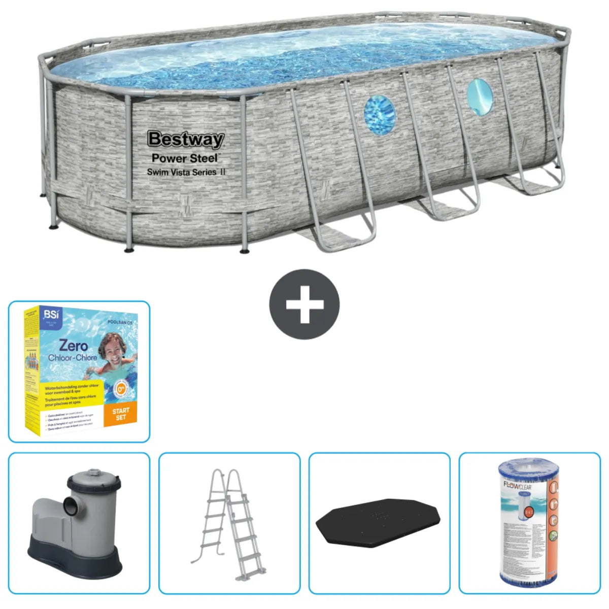 Piscine Tubulaire Ovale Bestway Power Steel Swim Vista MKR00011655795