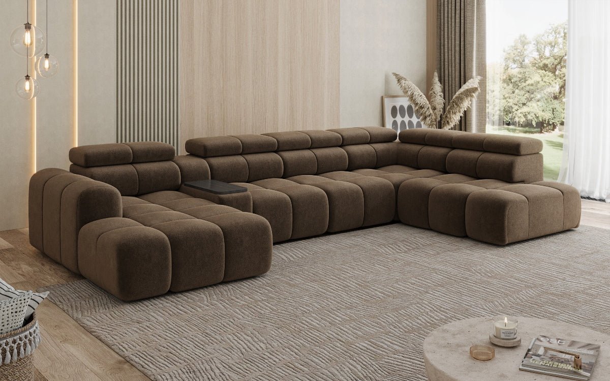 Luxusbetten24 Mia Wohnlandschaft – Elektrische Sitzerweiterung, Chenille, Diverse Farben