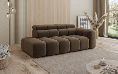 Designer Sofa 3‑Sitzer mit Chaise Longue Mia in Chenille