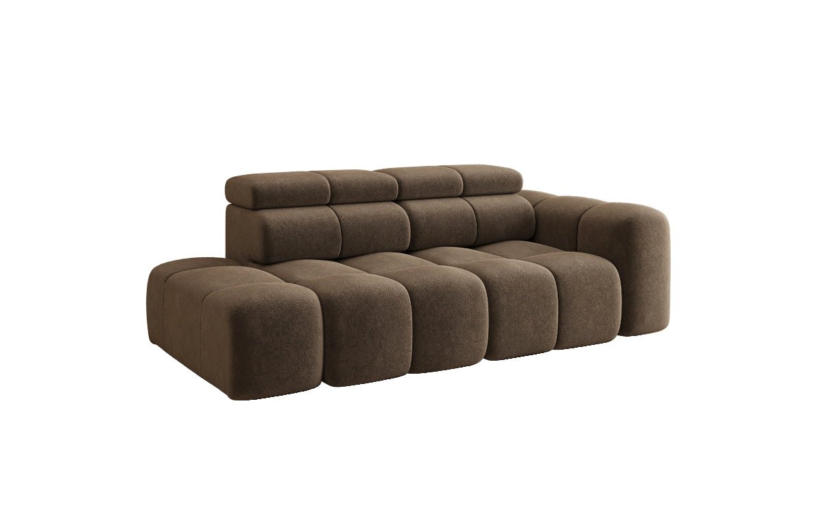 Designer Sofa 3‑Sitzer mit Chaise Longue Mia in Chenille