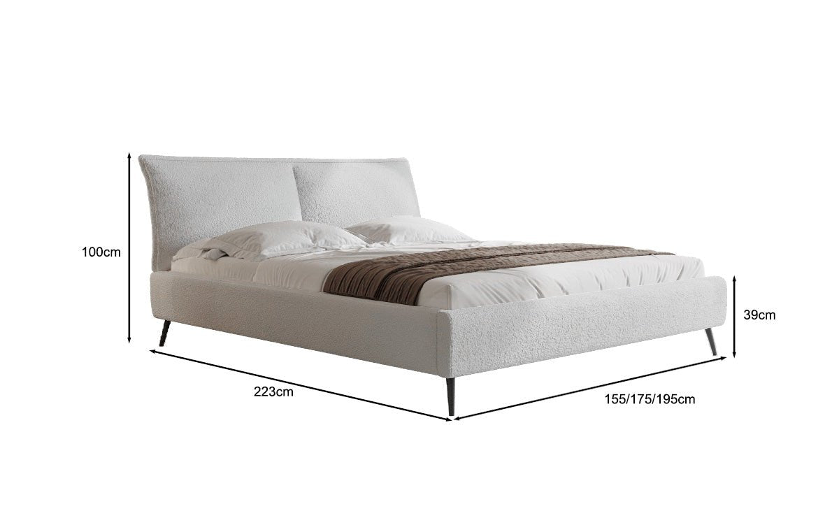 Luxusbetten24 Designer Polsterbett Zoe Bouclé – Stauraum, 140‑200 bis 180‑200