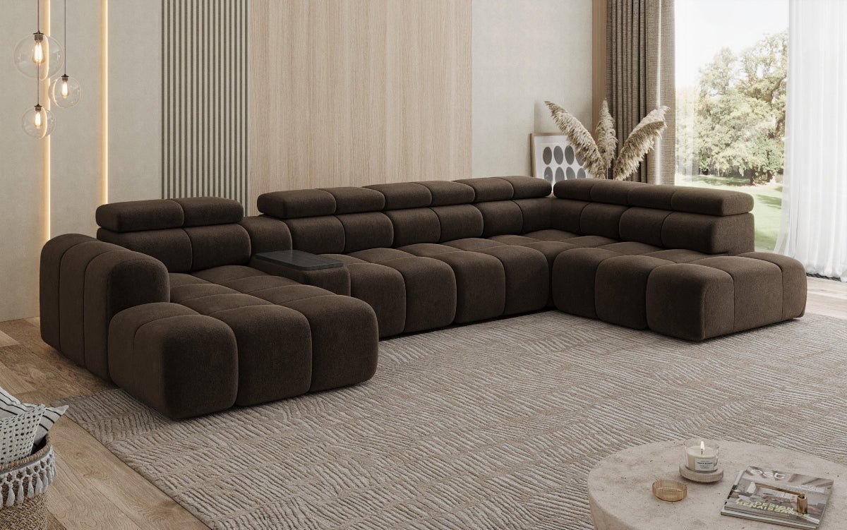 Luxusbetten24 Mia Wohnlandschaft – Elektrische Sitzerweiterung, Chenille, Diverse Farben
