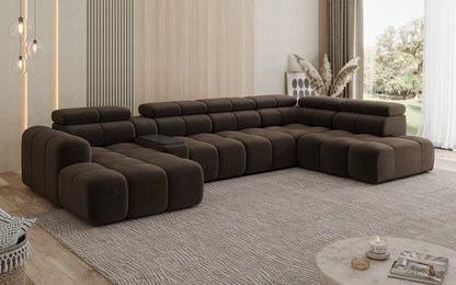 Luxusbetten24 Mia Wohnlandschaft – Elektrische Sitzerweiterung, Chenille, Diverse Farben