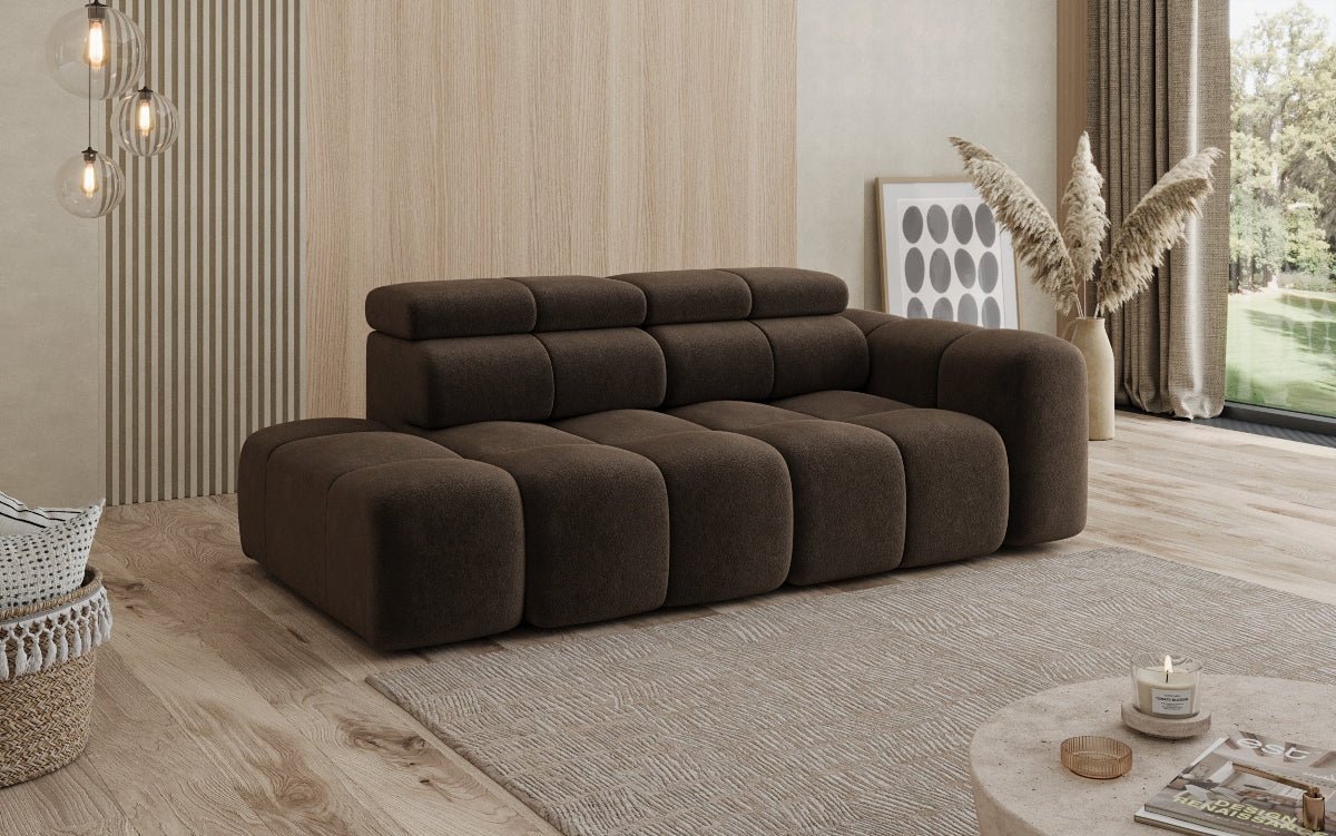 Designer Sofa 3‑Sitzer mit Chaise Longue Mia in Chenille