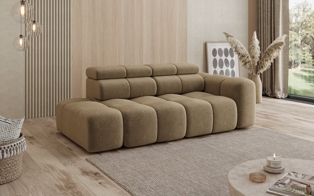 Designer Sofa 3‑Sitzer mit Chaise Longue Mia in Chenille