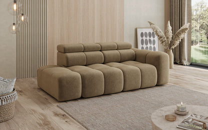 Designer Sofa 3‑Sitzer mit Chaise Longue Mia in Chenille