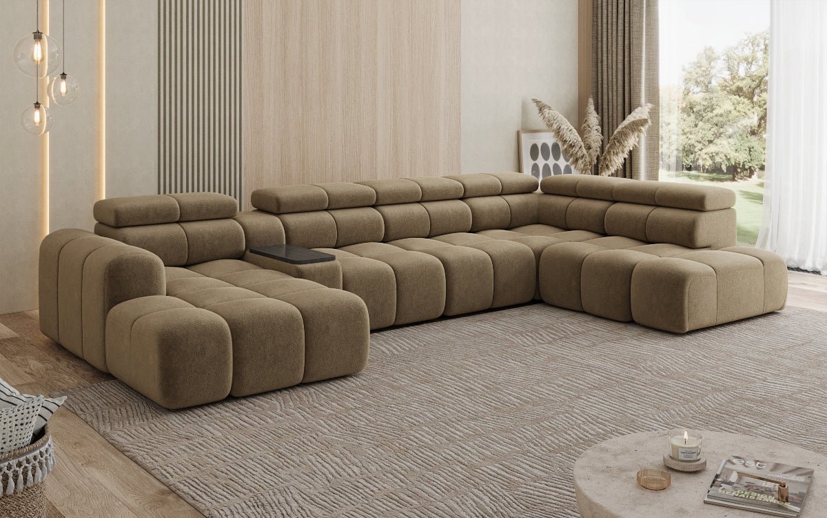 Luxusbetten24 Mia Wohnlandschaft – Elektrische Sitzerweiterung, Chenille, Diverse Farben