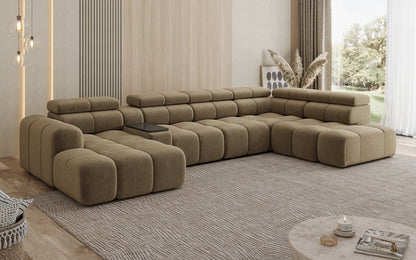 Luxusbetten24 Mia Wohnlandschaft – Elektrische Sitzerweiterung, Chenille, Diverse Farben