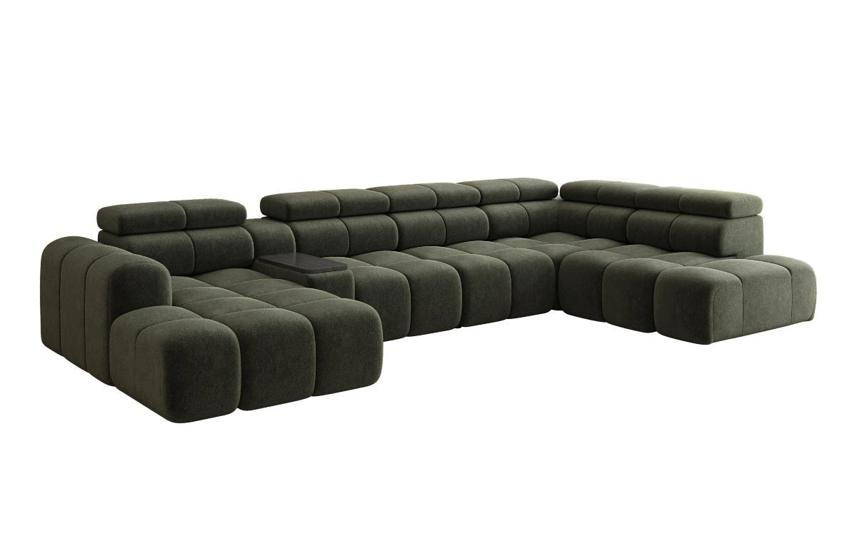 Luxusbetten24 Mia Wohnlandschaft – Elektrische Sitzerweiterung, Chenille, Diverse Farben