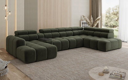 Luxusbetten24 Mia Wohnlandschaft – Elektrische Sitzerweiterung, Chenille, Diverse Farben