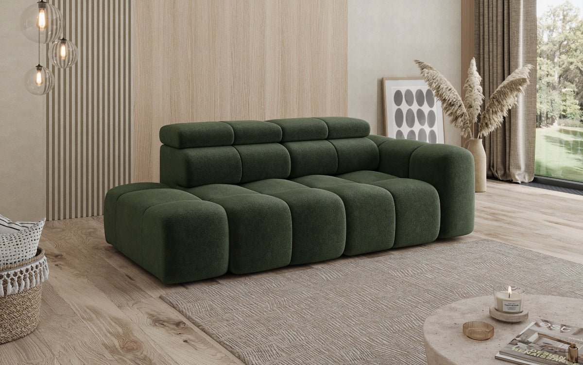 Designer Sofa 3‑Sitzer mit Chaise Longue Mia in Chenille