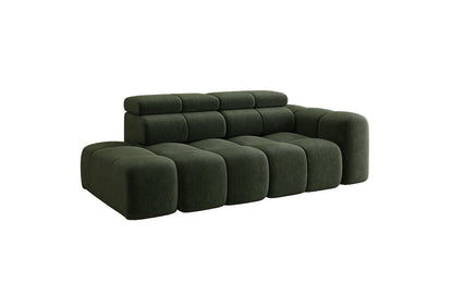 Designer Sofa 3‑Sitzer mit Chaise Longue Mia in Chenille