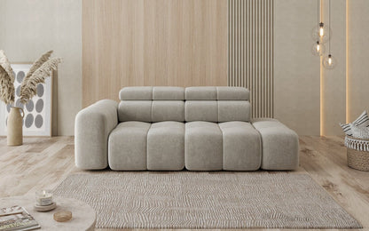 Designer Sofa 3‑Sitzer mit Chaise Longue Mia in Chenille