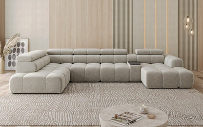 Luxusbetten24 Mia Wohnlandschaft – Elektrische Sitzerweiterung, Chenille, Diverse Farben