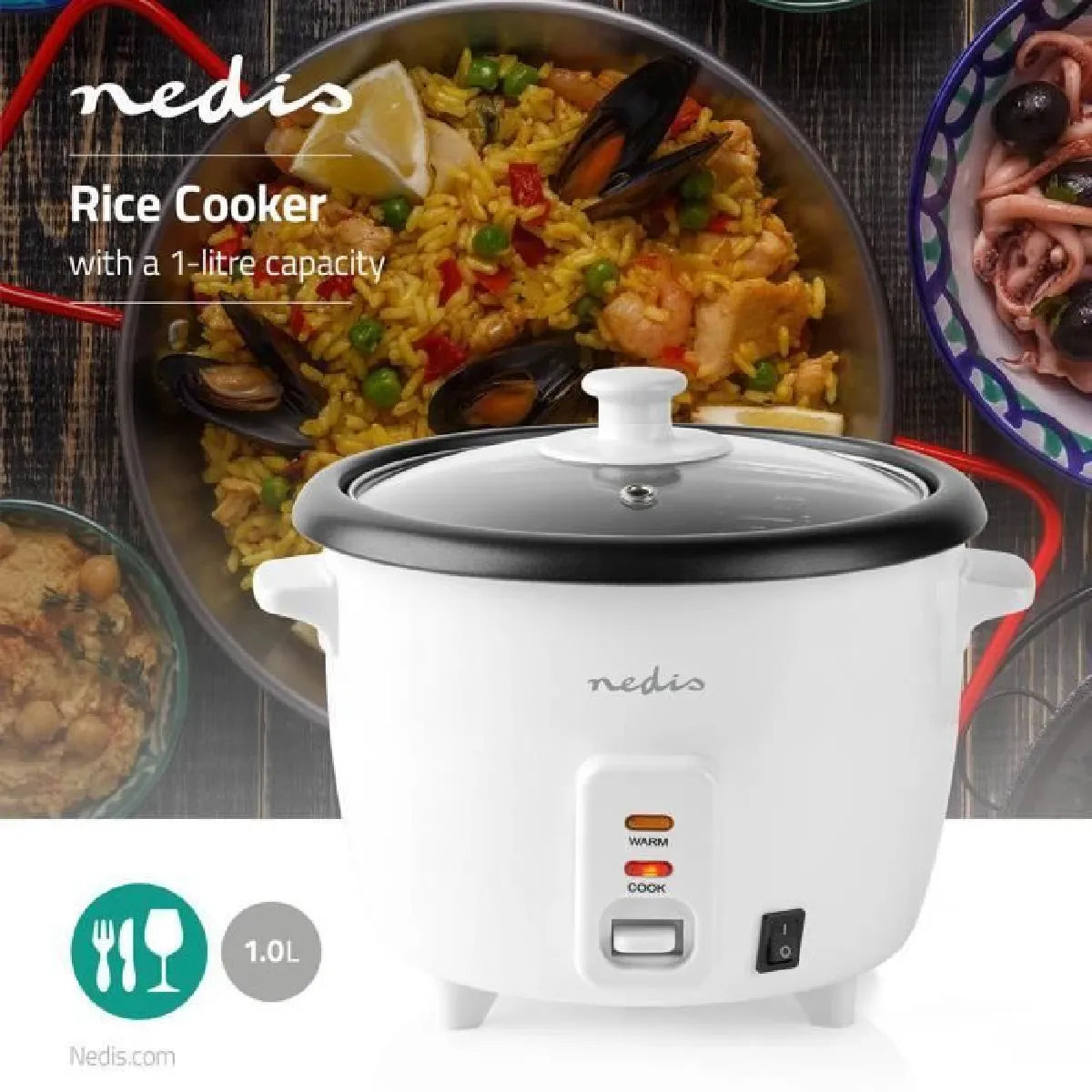 Genérico Cocción de Arroz Eléctrica Blanco 1L 400W 2 Funciones