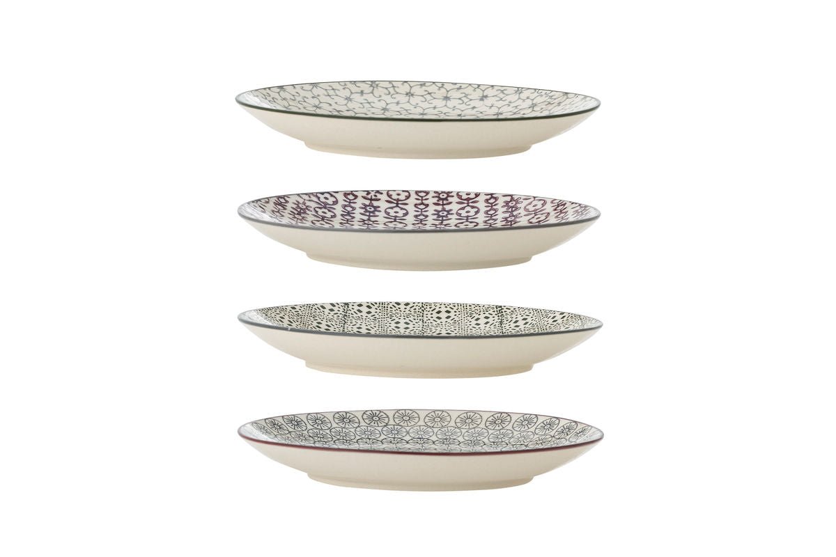 Luxusbetten24 Mako Teller Set aus Steingut, Bunt – 4er Set